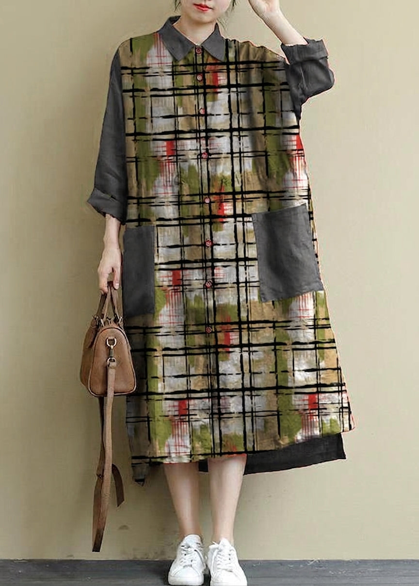 Isolde - Rood Linnen Shirt Jurk Casual Oversized Lente Maxi Jurken