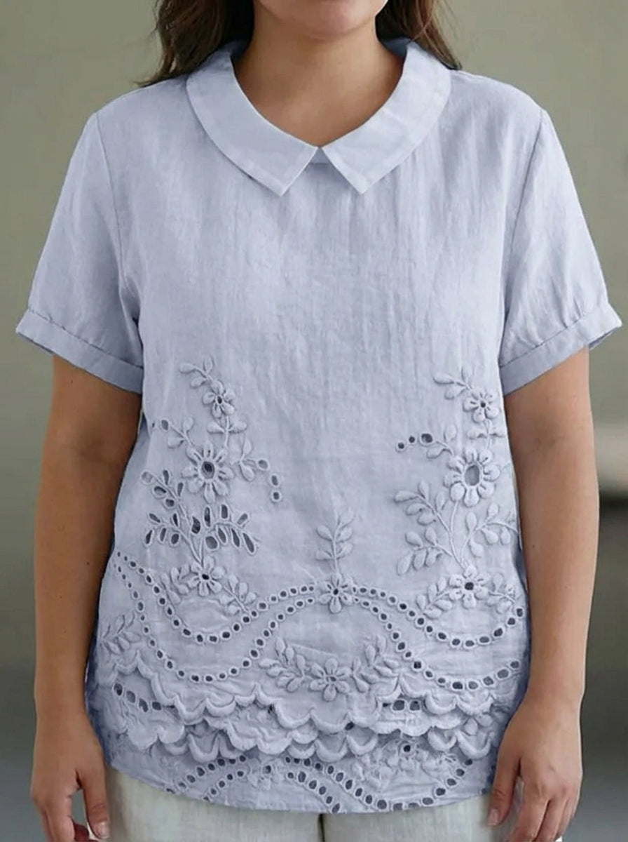 Hazel | Bloemige Geborduurde Shirt