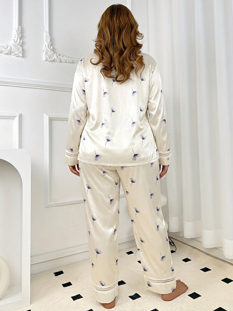 Bria | Bloemen Pyjama Set met Kant