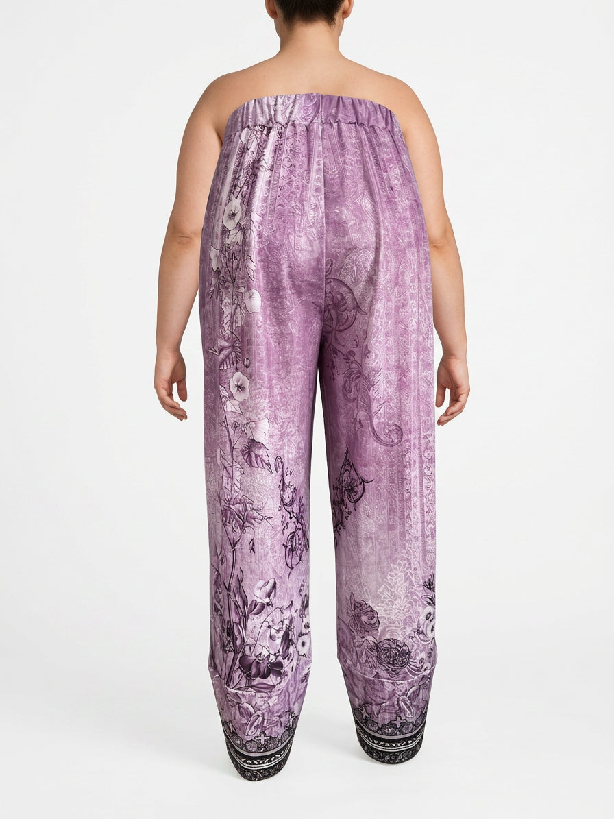 Olwen | Vintage Bloemen Capri Broek Met Elastische Taille