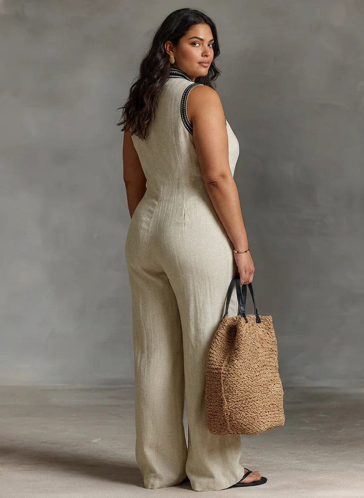 Wynne - Geborduurd Linnen Jumpsuit