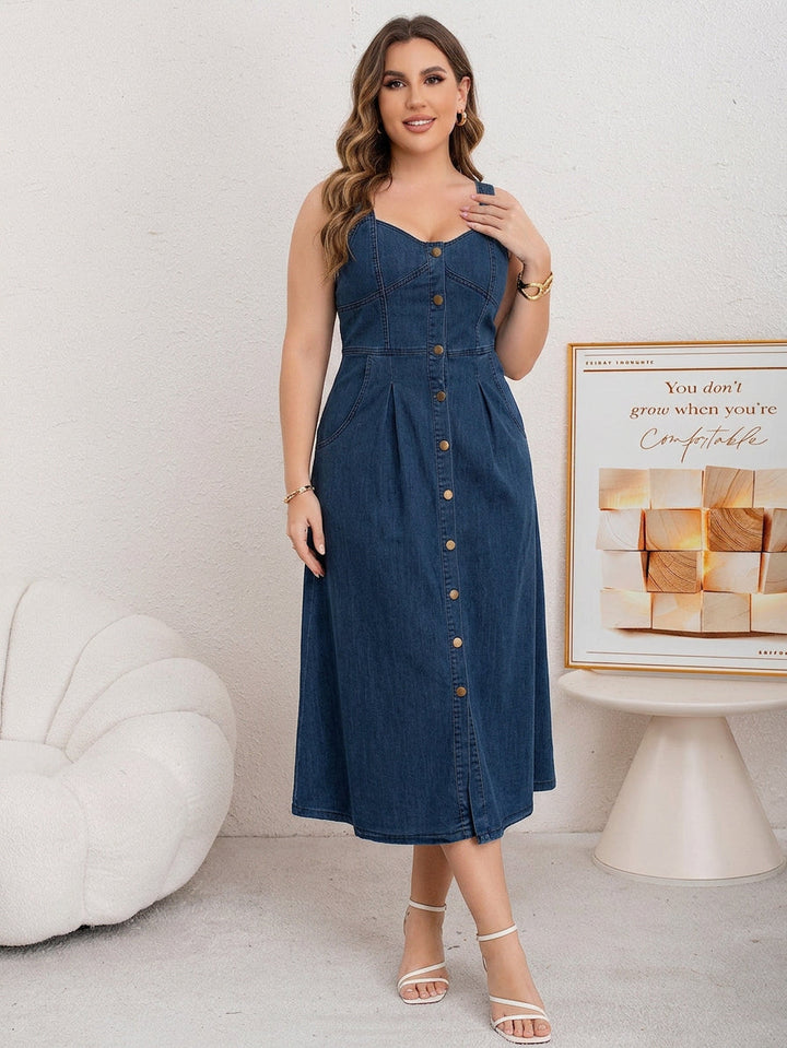 Cataleya Knopen-Vlieg Denim Jurk