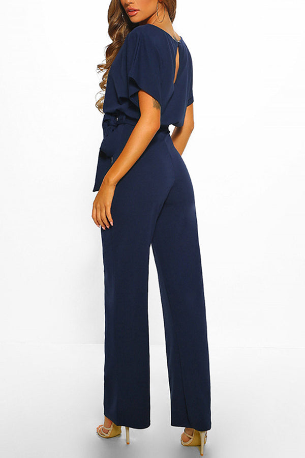 Cassia - Zomer knoopsluiting korte mouwen Jumpsuit