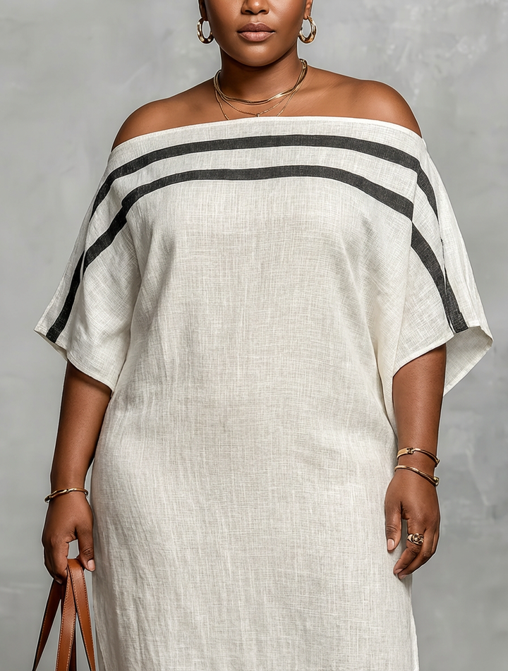 Ffion Maxi-jurk voor Vrouwen met Off-the-Shoulder Halslijn en Batwing Mouwen