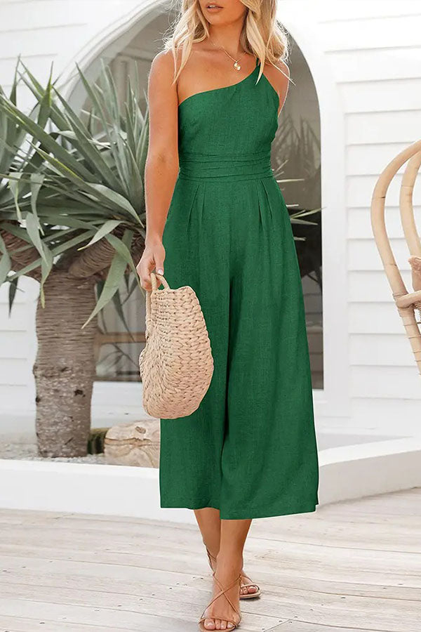 Shiloh - Sexy Sling Taille Pocket Rechte Mouwloze Jumpsuit