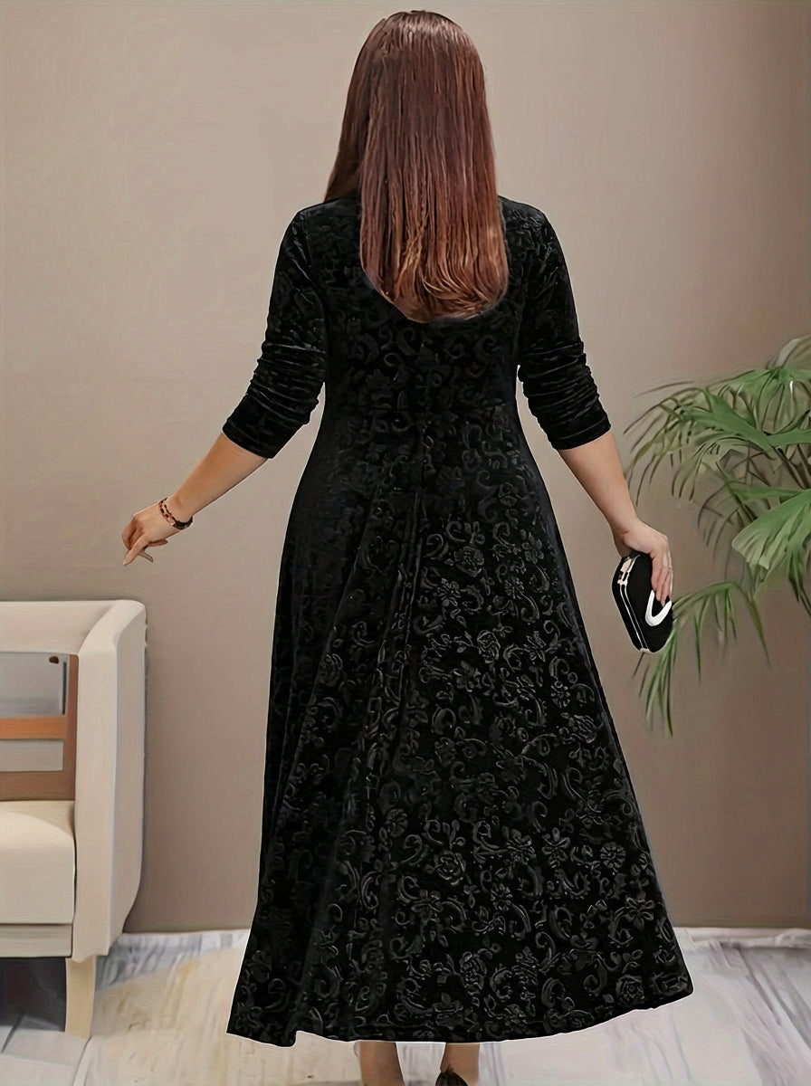 Evadne | Elegante Patroon Maxi Jurk