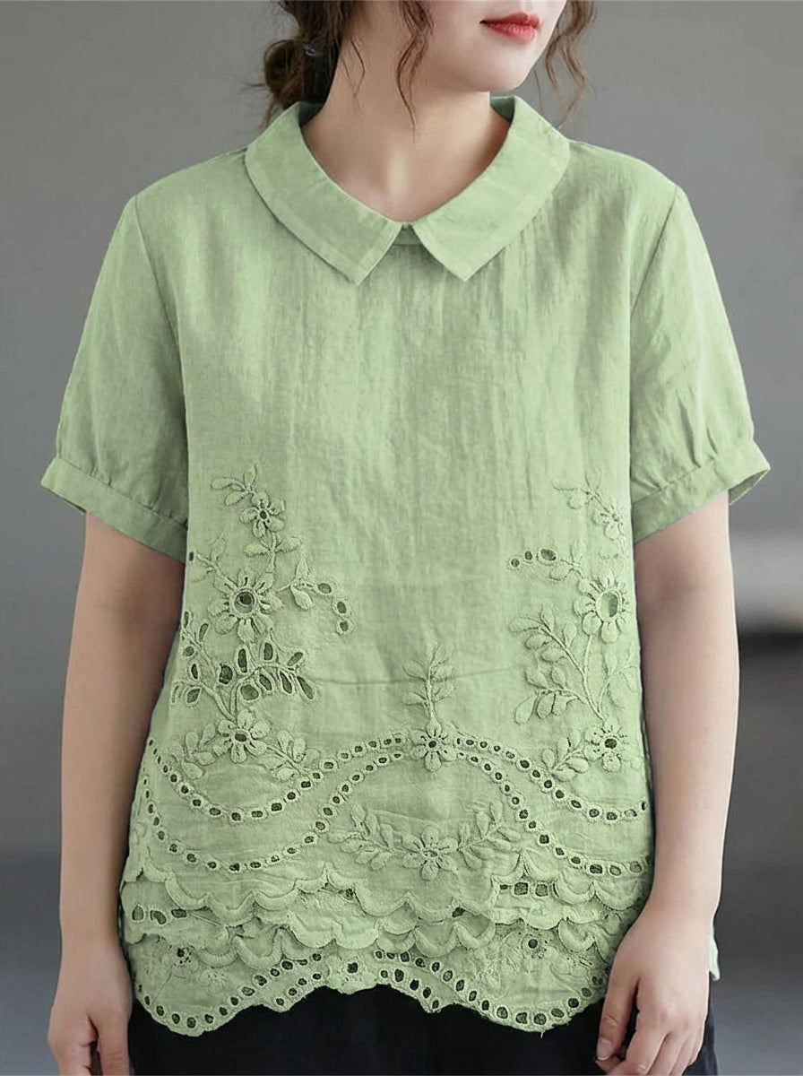 Hazel | Bloemige Geborduurde Shirt