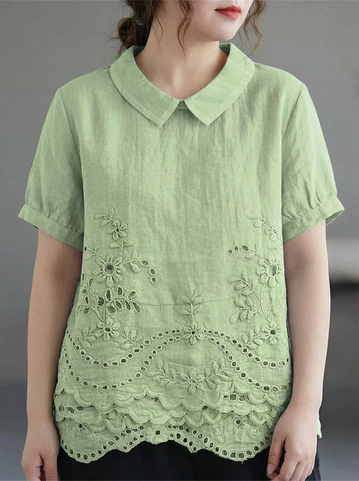 Hazel | Bloemige Geborduurde Shirt