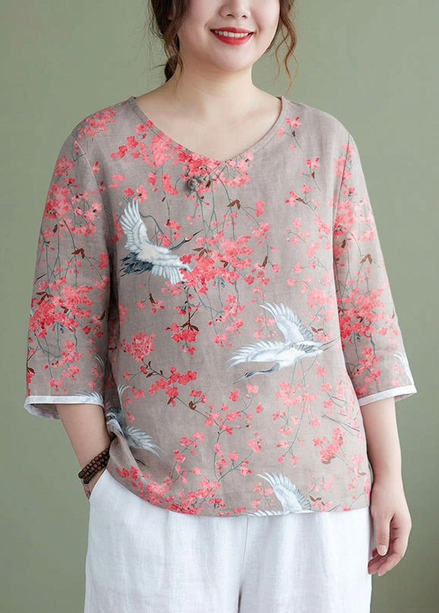 Delphine - Geborduurde zij-open Halve Mouw Top