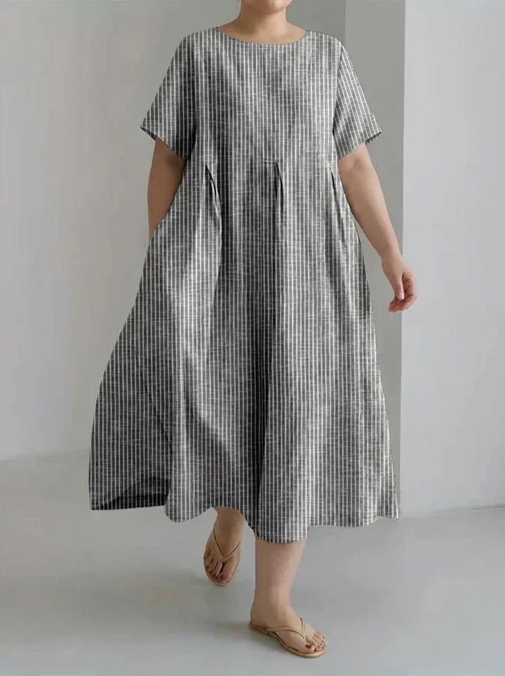 Laisa | Dames Casual Met Retro Streep Ontwerp Losse Jurk