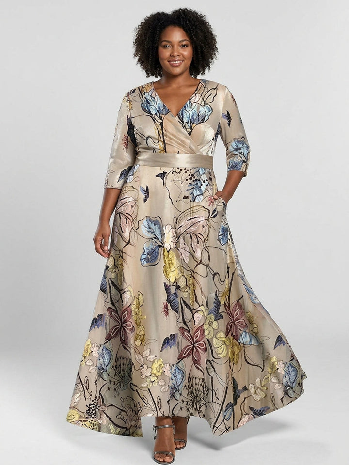 Wynne | Seaside Glam Elegante Mid Sleeve Maxi Jurk Ensemble