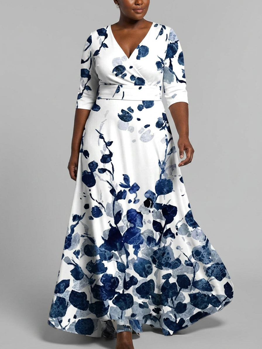 Wynne | Seaside Glam Elegante Mid Sleeve Maxi Jurk Ensemble