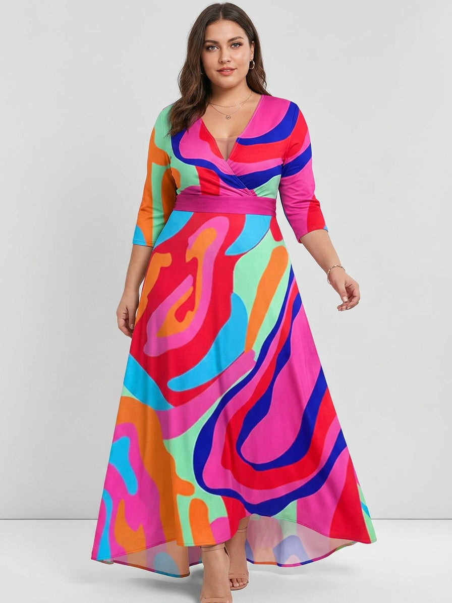 Wynne | Seaside Glam Elegante Mid Sleeve Maxi Jurk Ensemble