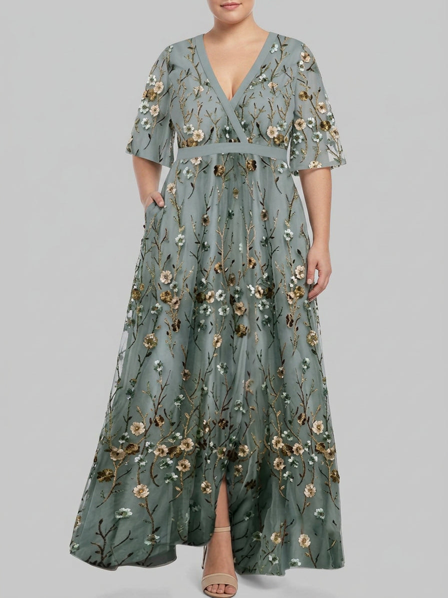 Wynne | Seaside Glam Elegante Mid Sleeve Maxi Jurk Ensemble