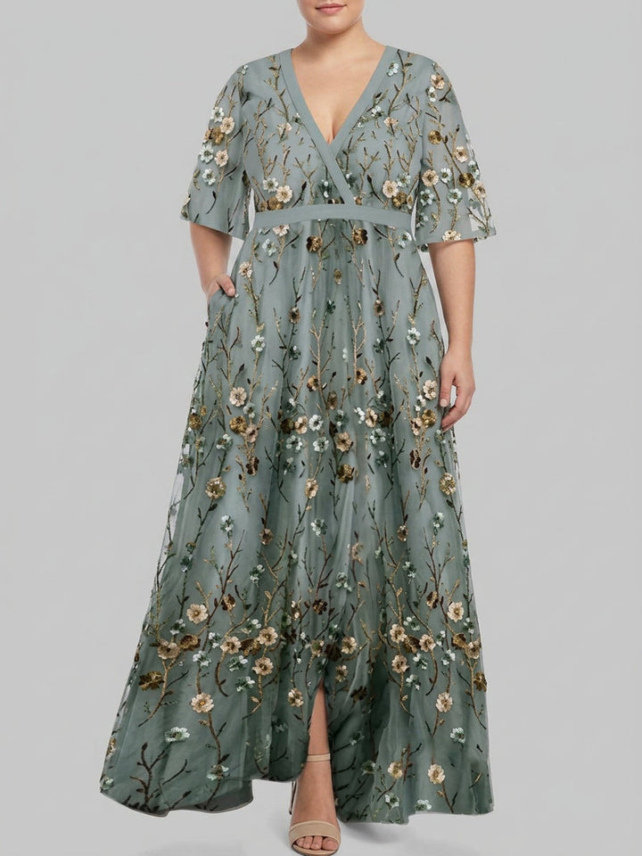 Wynne | Seaside Glam Elegante Mid Sleeve Maxi Jurk Ensemble