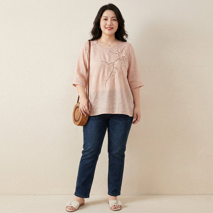 Isadora - Pure Katoenen Geborduurde Dames Top