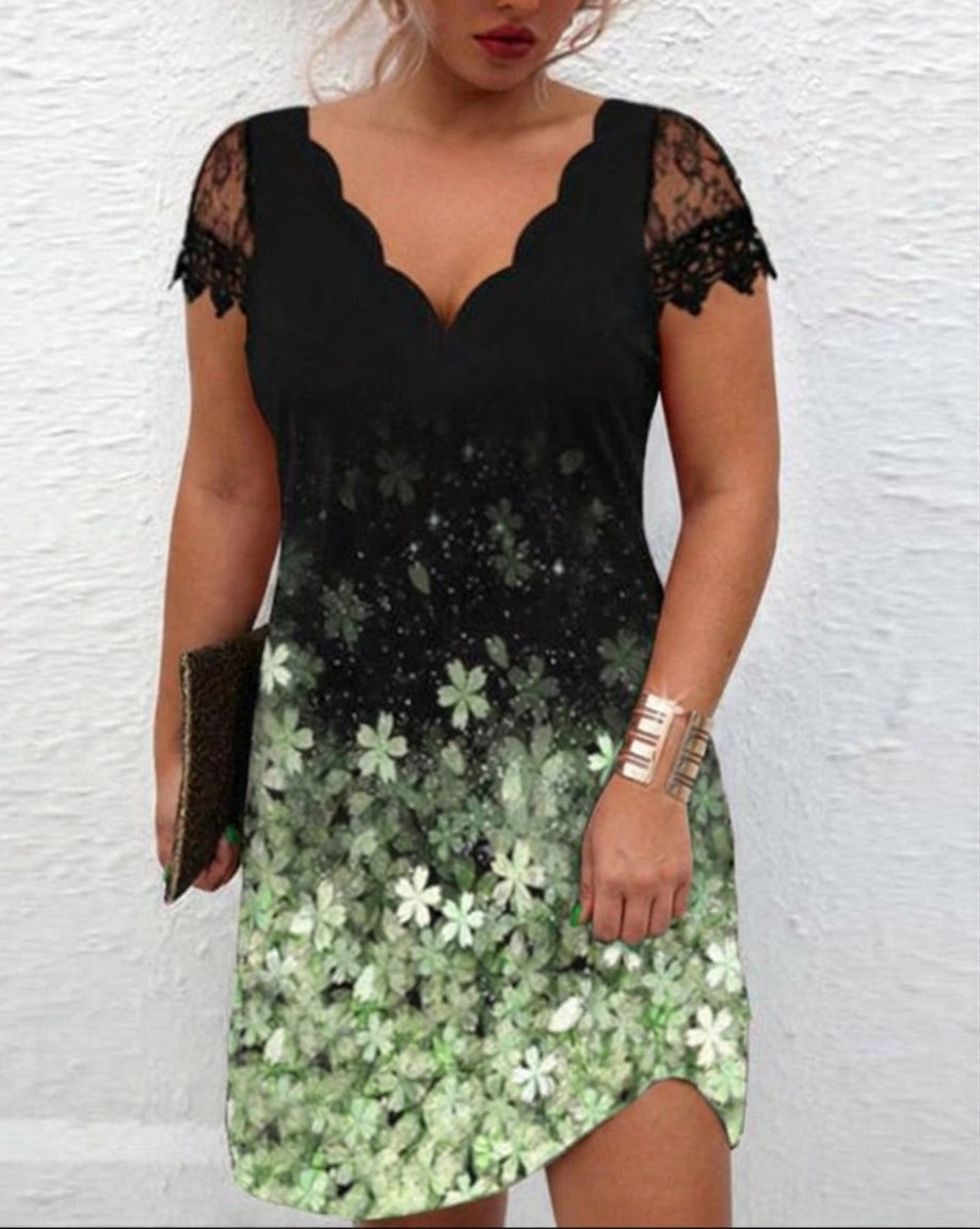 Katya | Kant Mouw Salie Bloem Jurk