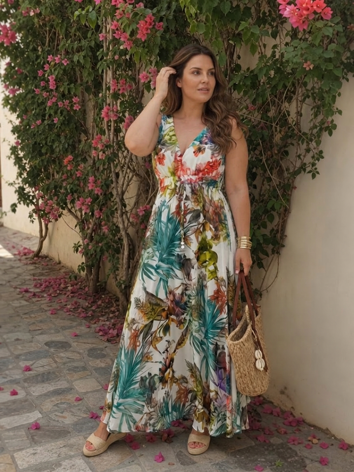 Ilse | Mouwloze Empire Taille Midi Jurk