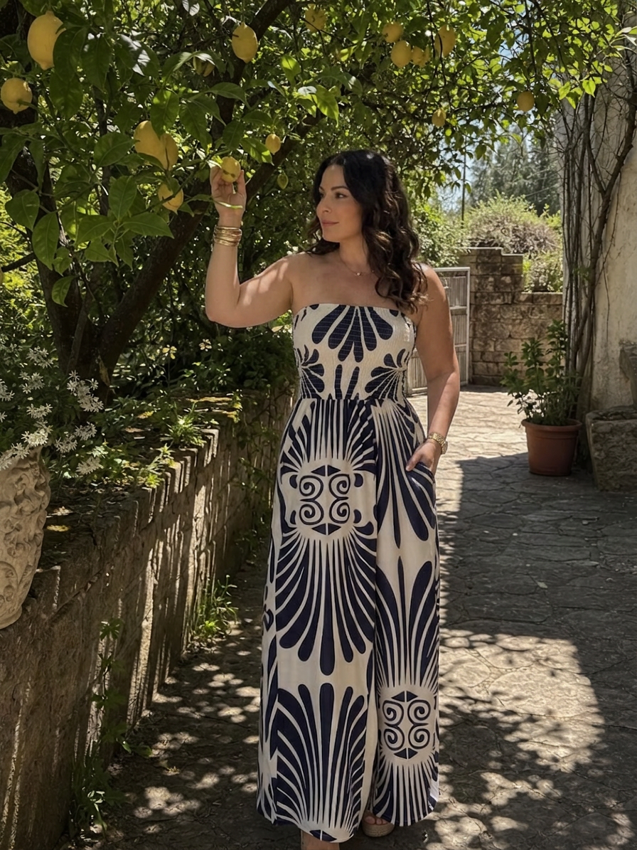 Dilys | Strapless Flowing Silhouette Maxi Dress