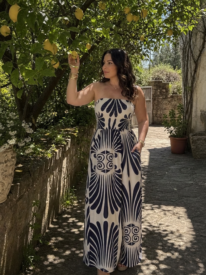 Dilys | Strapless Flowing Silhouette Maxi Dress