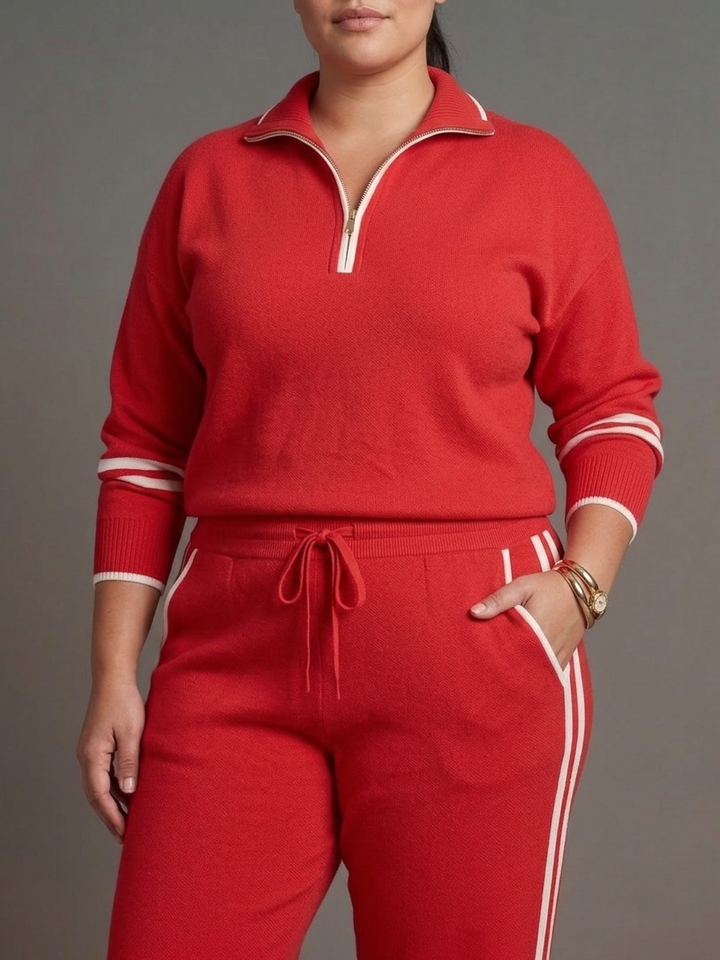 Greer | Zip Nek Lange Mouw Zijdestreep Leggings Set