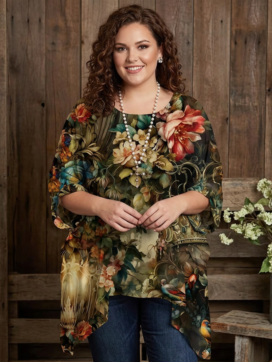 Etta | Vintage Bohemian Bloemenprint Dames T-Shirt