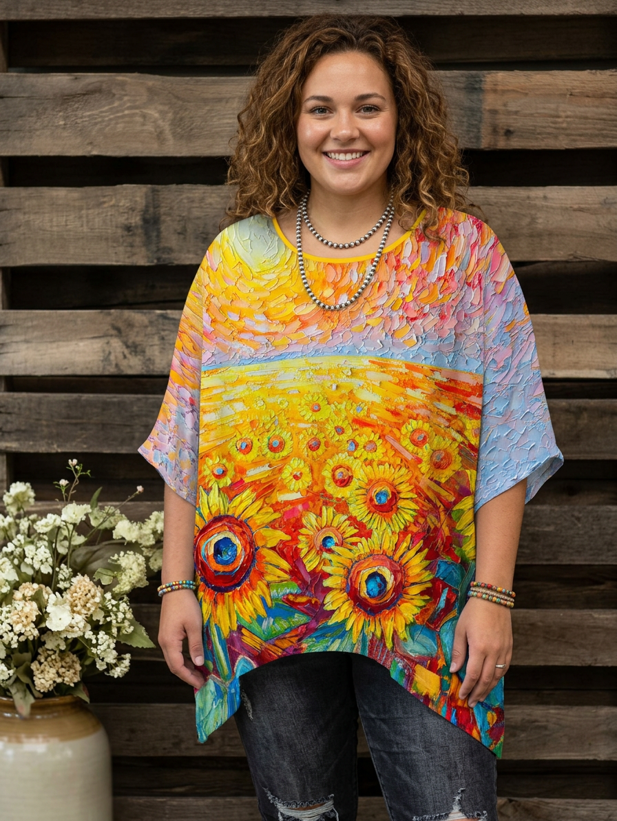 Clover | Vintage Bohemian Bloemenprint Dames T-Shirt