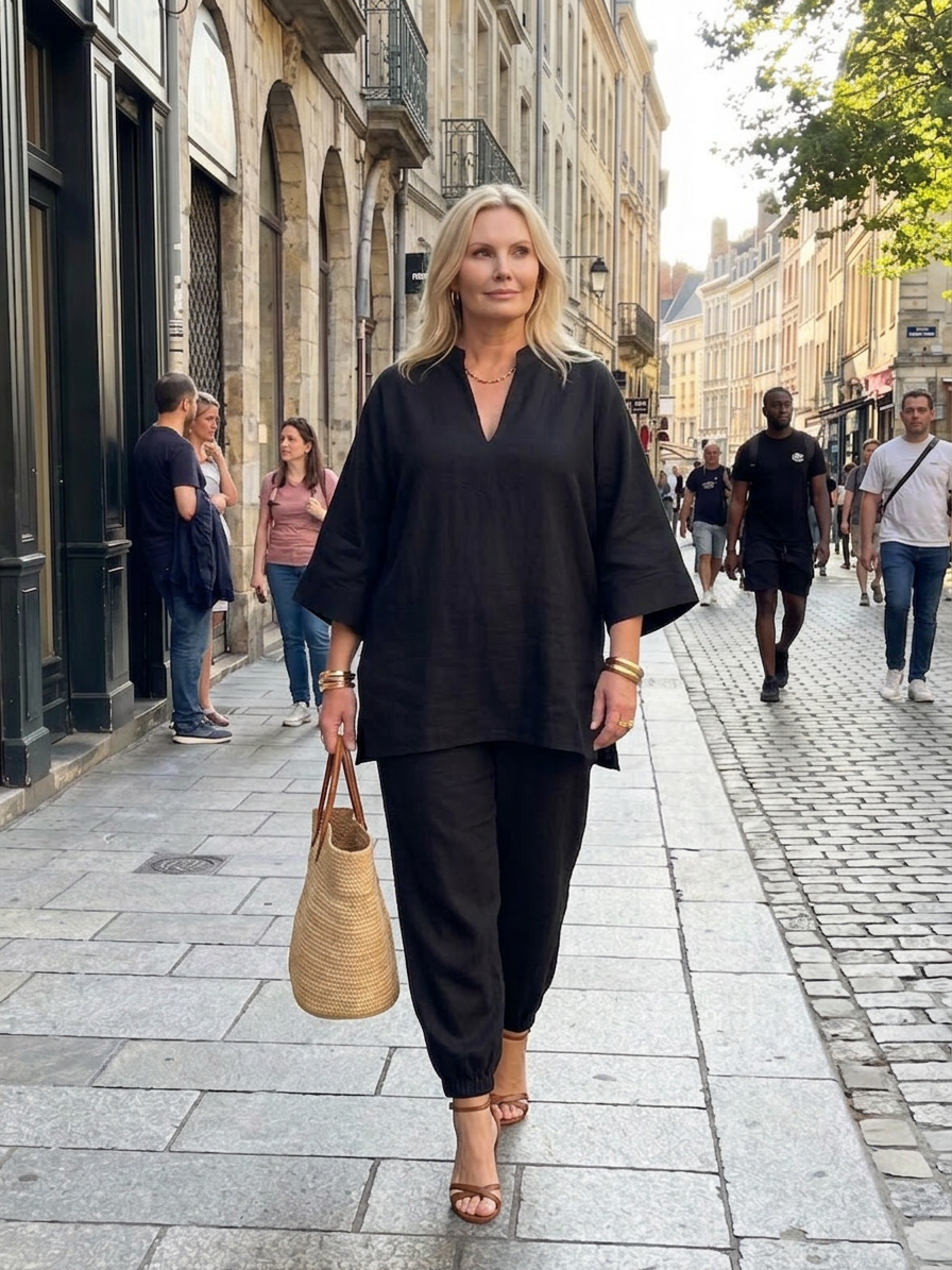 Heledd | V-Hals Tuniek Met Gathered Broek Set