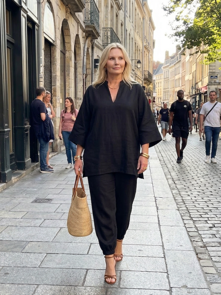 Heledd | V-Hals Tuniek Met Gathered Broek Set
