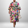 BONNIE | Bloemenprint Midi met Gesculptueerde Taille en Vloeiende Elegantie