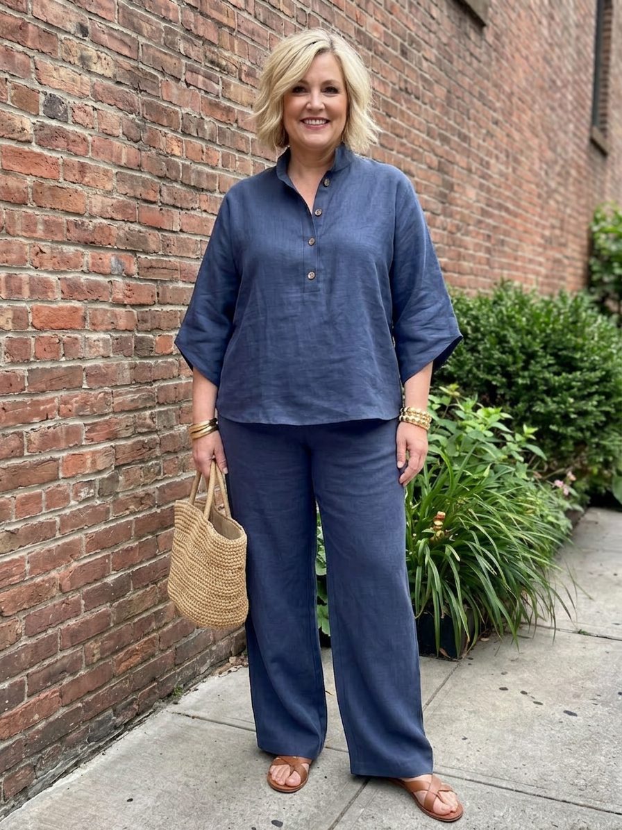 Eleni | Knop Voor Relaxed Tuniek Broek Set