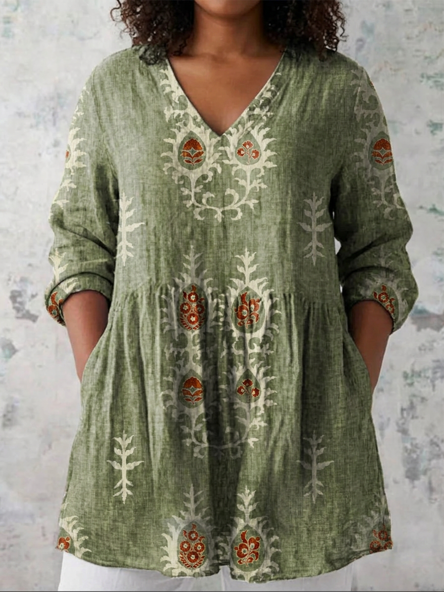 Ila | Lange Blouse met V-hals