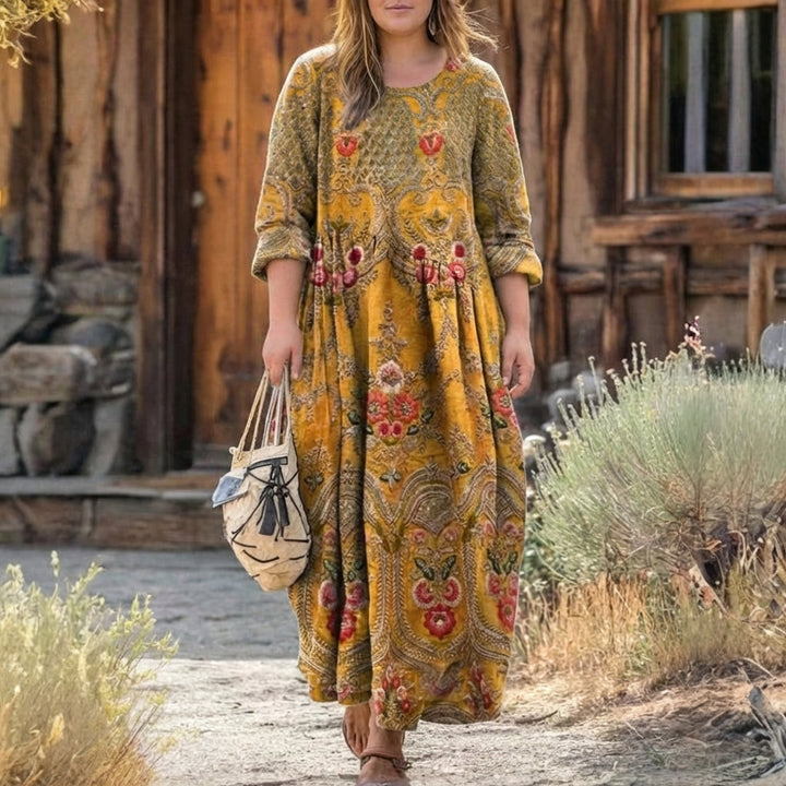 Cecily | Vintage-geïnspireerde Lange Mouw Casual Jurk