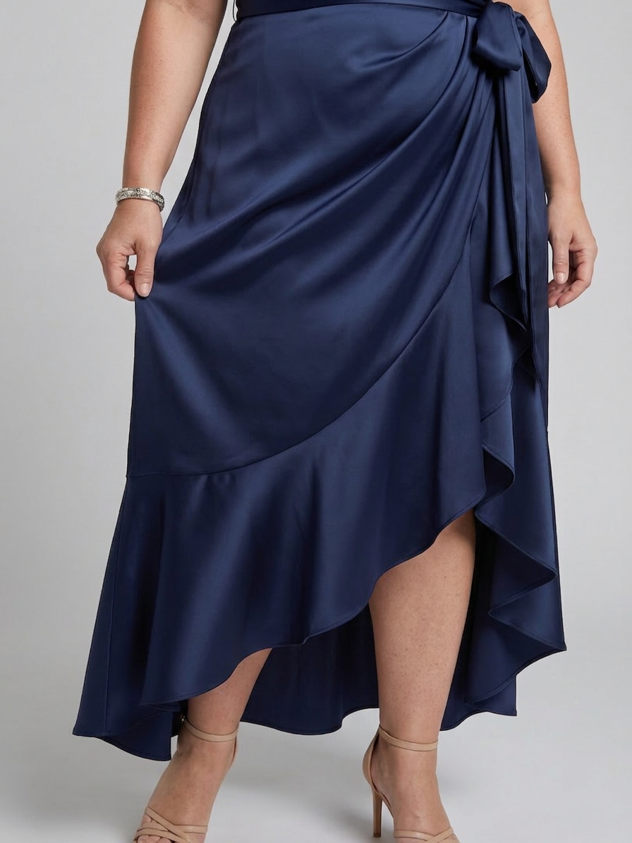 Amina | Halternek Wikkel Asymmetrische Zoom Midi Jurk