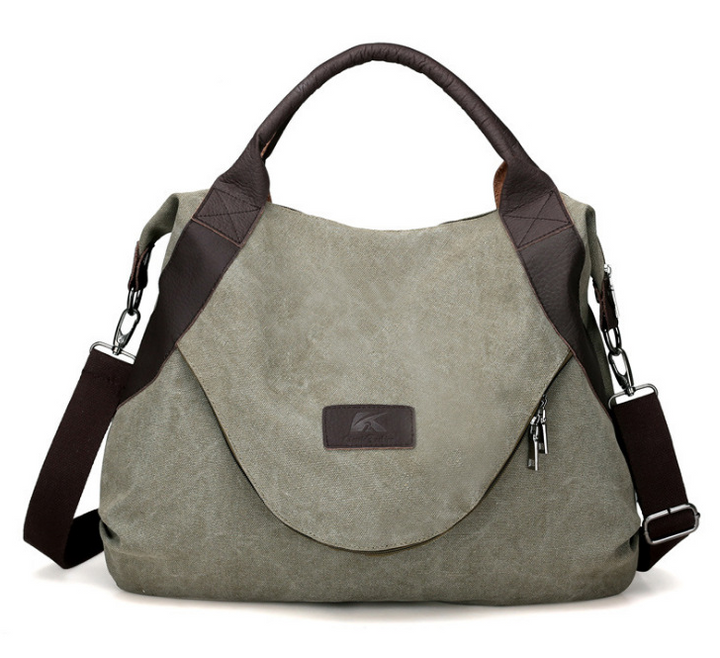 Grote canvas tas met contrasthengsels