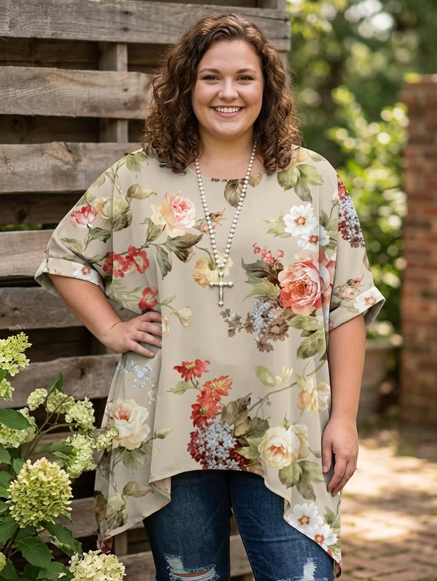 Amina | Vintage Bohemian Bloemenprint Dames T-Shirt