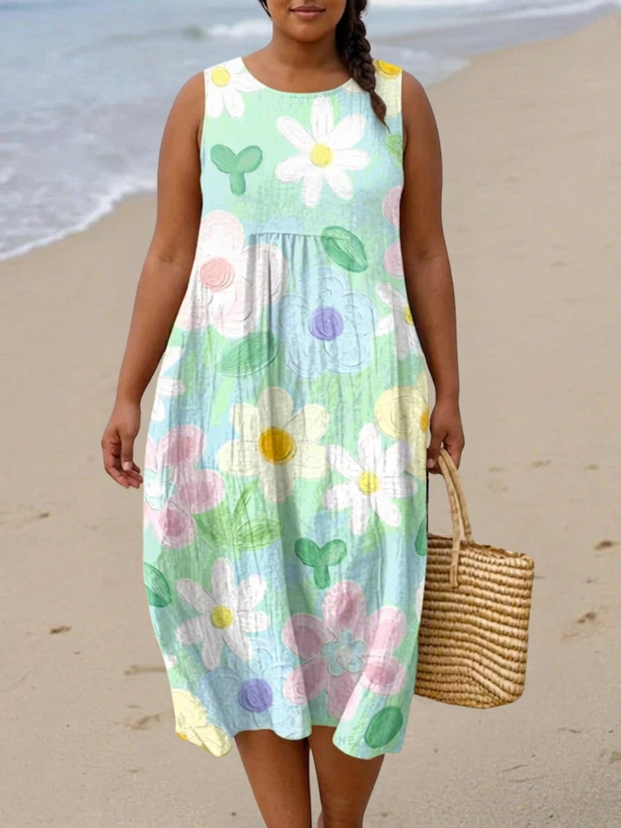 Adeline Pastel Blossom Midi Jurk