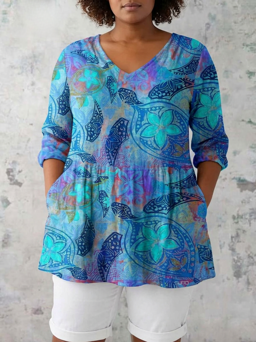 Heledd | Lange Blouse met V-Hals