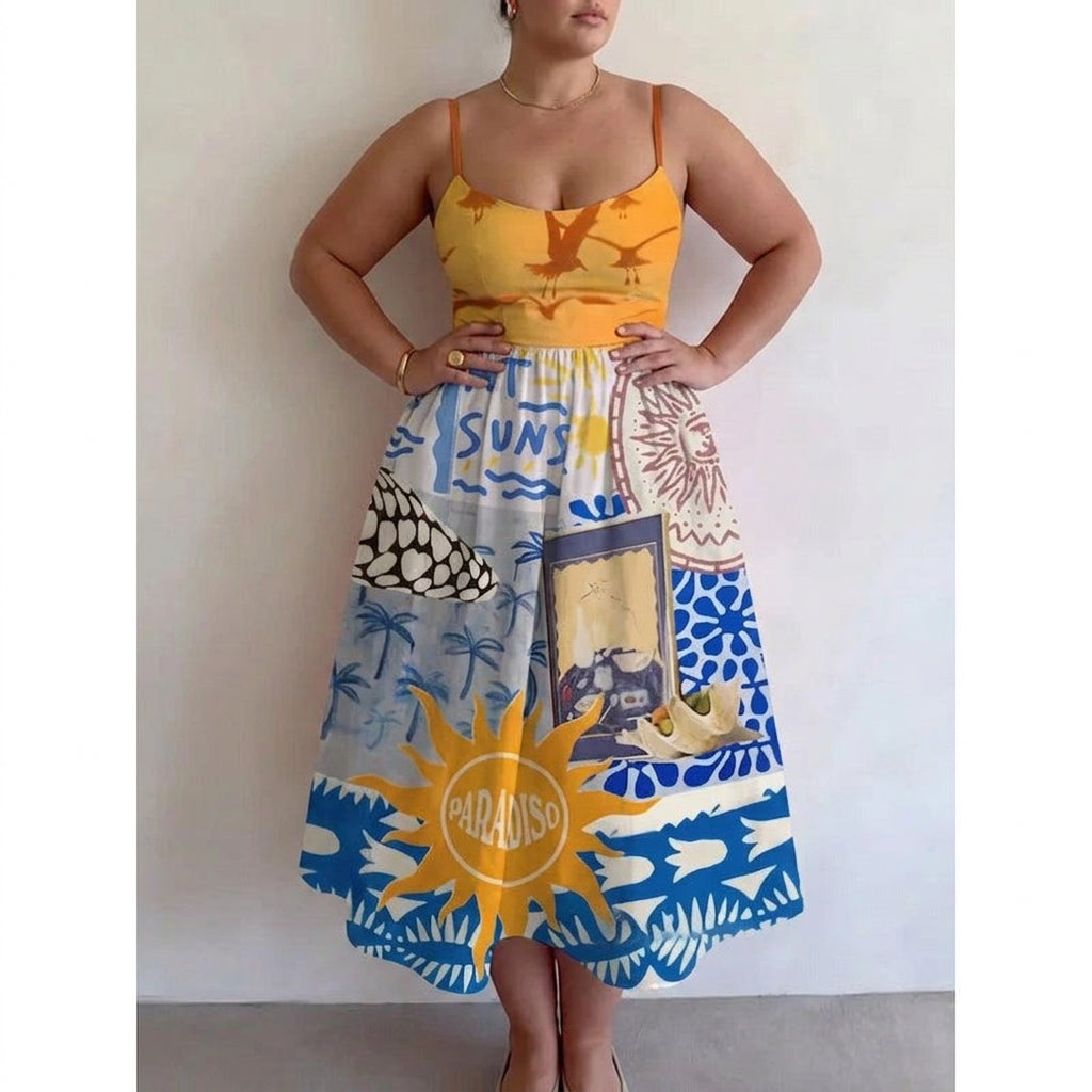 Ffion | Paradise Sun Midi Jurk