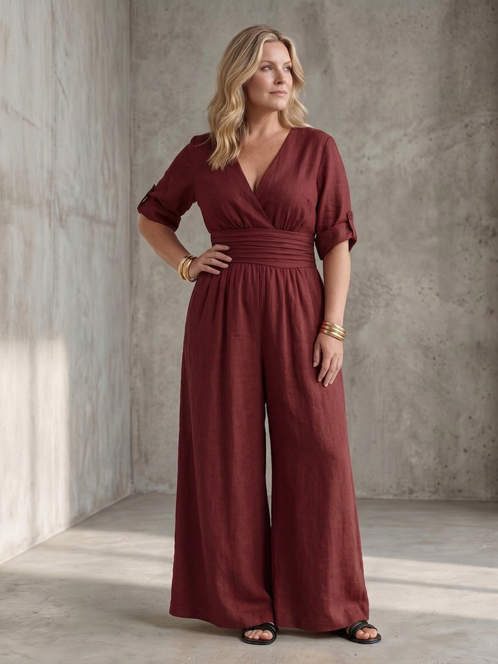 Maeve | Korte Mouwen Wijde Pijpen Jumpsuit