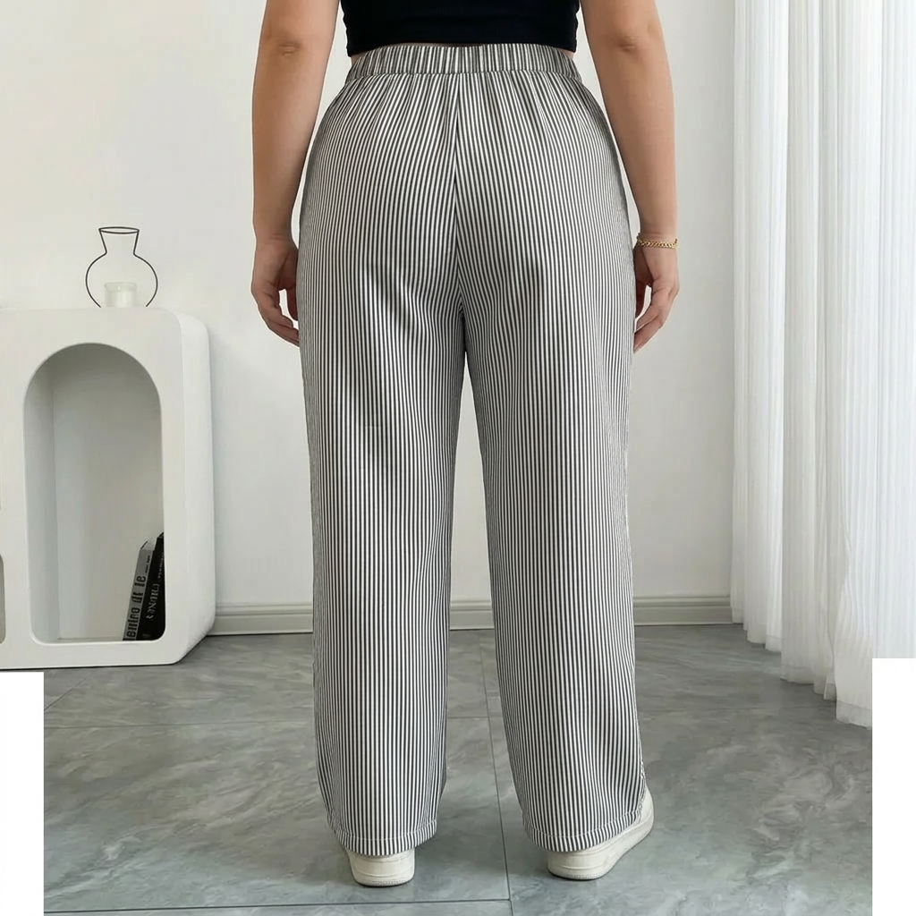 Saffraan | Gestreepte Broek Met Zakken