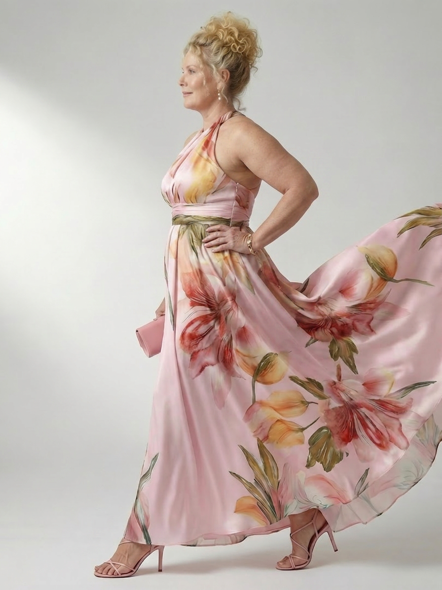 Rhea | Lichte Bloemen Maxi Jurk