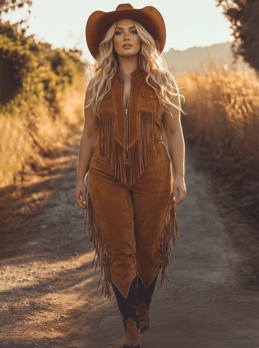 Solveig - Bruin Suède Zip-Up Jumpsuit