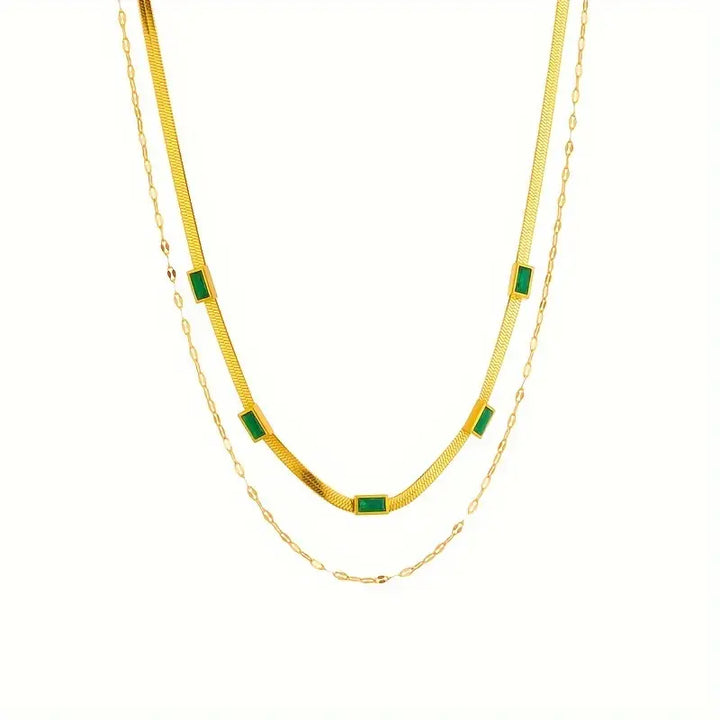 Carys Gem Dubbel-Laags Retro Ketting | Goud