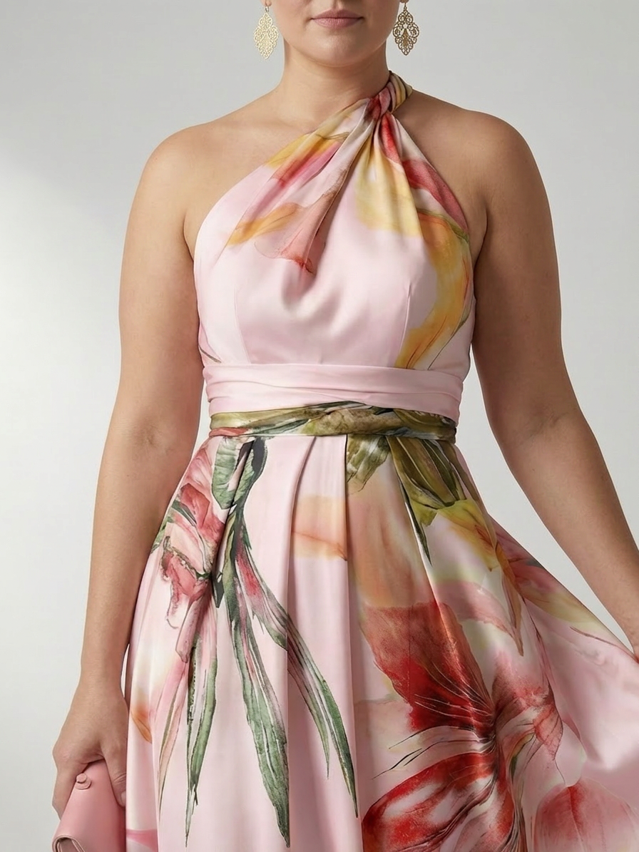 Rhea | Lichte Bloemen Maxi Jurk