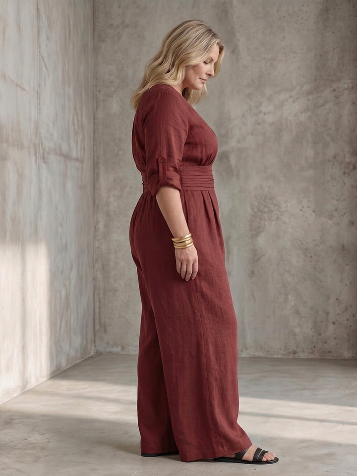 Maeve | Korte Mouwen Wijde Pijpen Jumpsuit