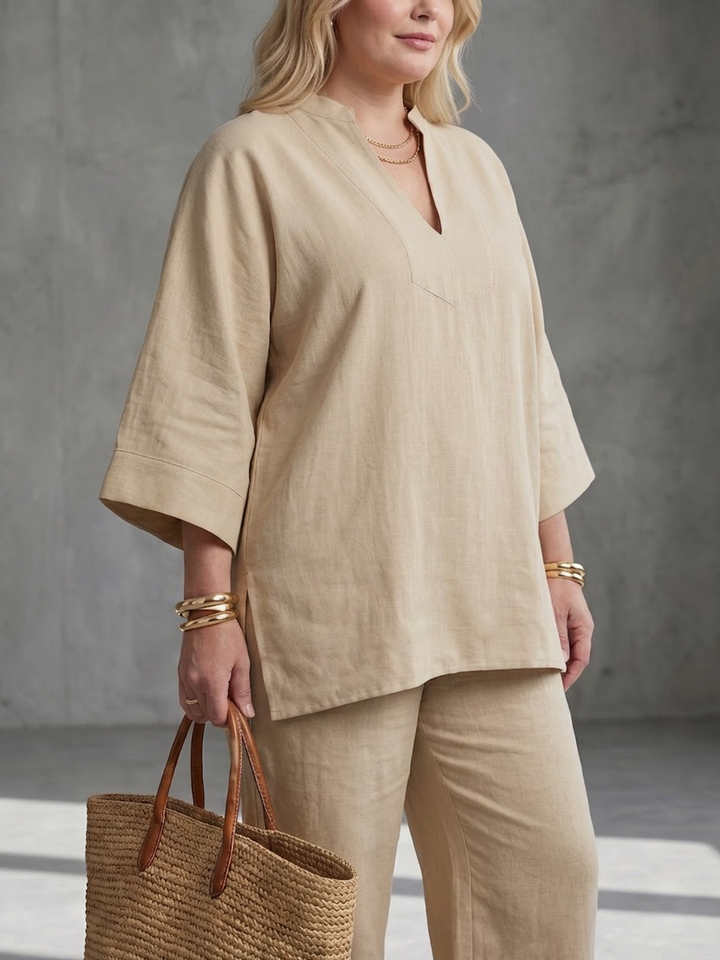 Heledd | V-Hals Tuniek Met Gathered Broek Set