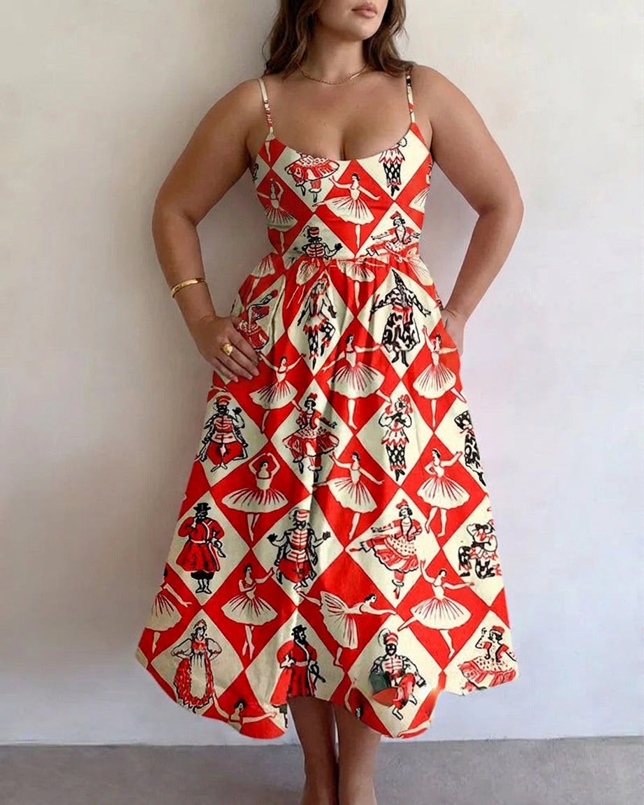 Wren | Vintage Carousel Midi-jurk