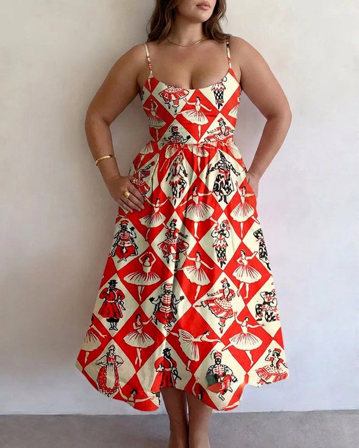 Wren | Vintage Carousel Midi-jurk