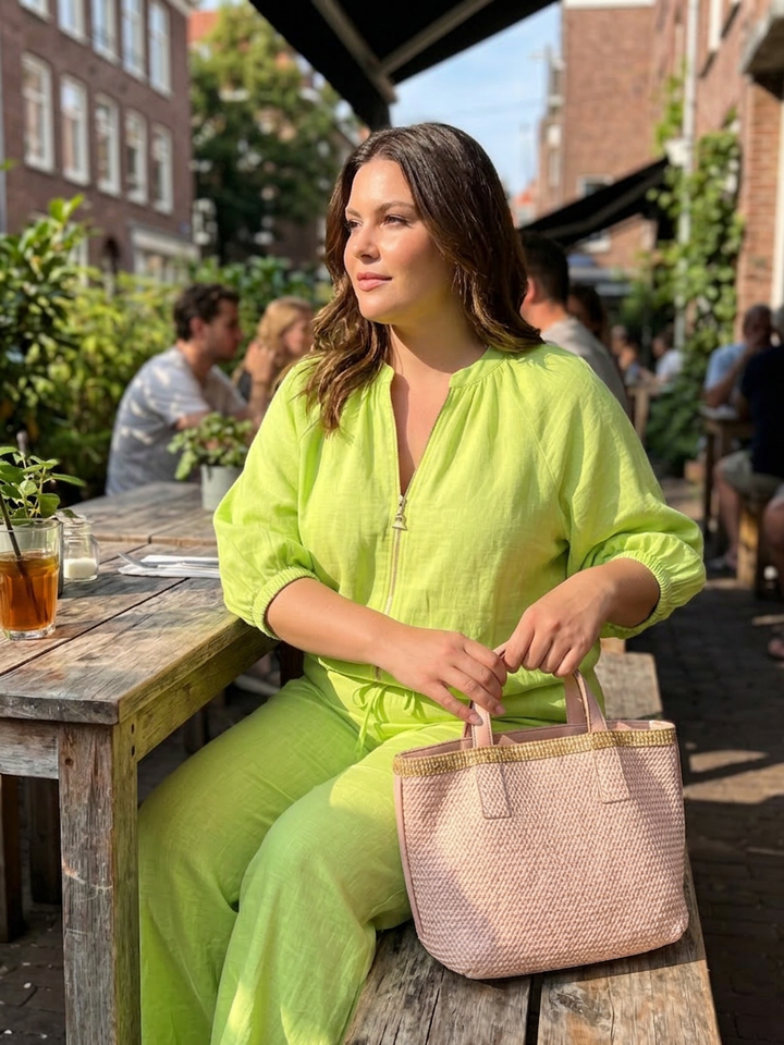 Cecily | Zip Front Blouson Top Wide Leg Set